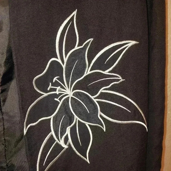 Coldwater Creek Floral Embroidered Open Cardigan Lined Jacket Size 14 - Picture 8 of 8